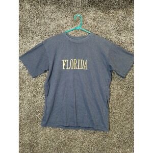 Vintage All American Star T‎ Shirt Adult Large Blue Striped Short Sleeve Florida